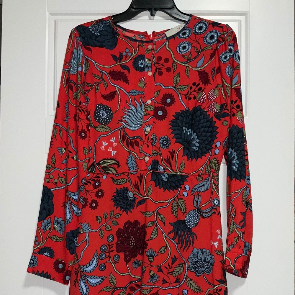 Orange Floral Shirt Dress
